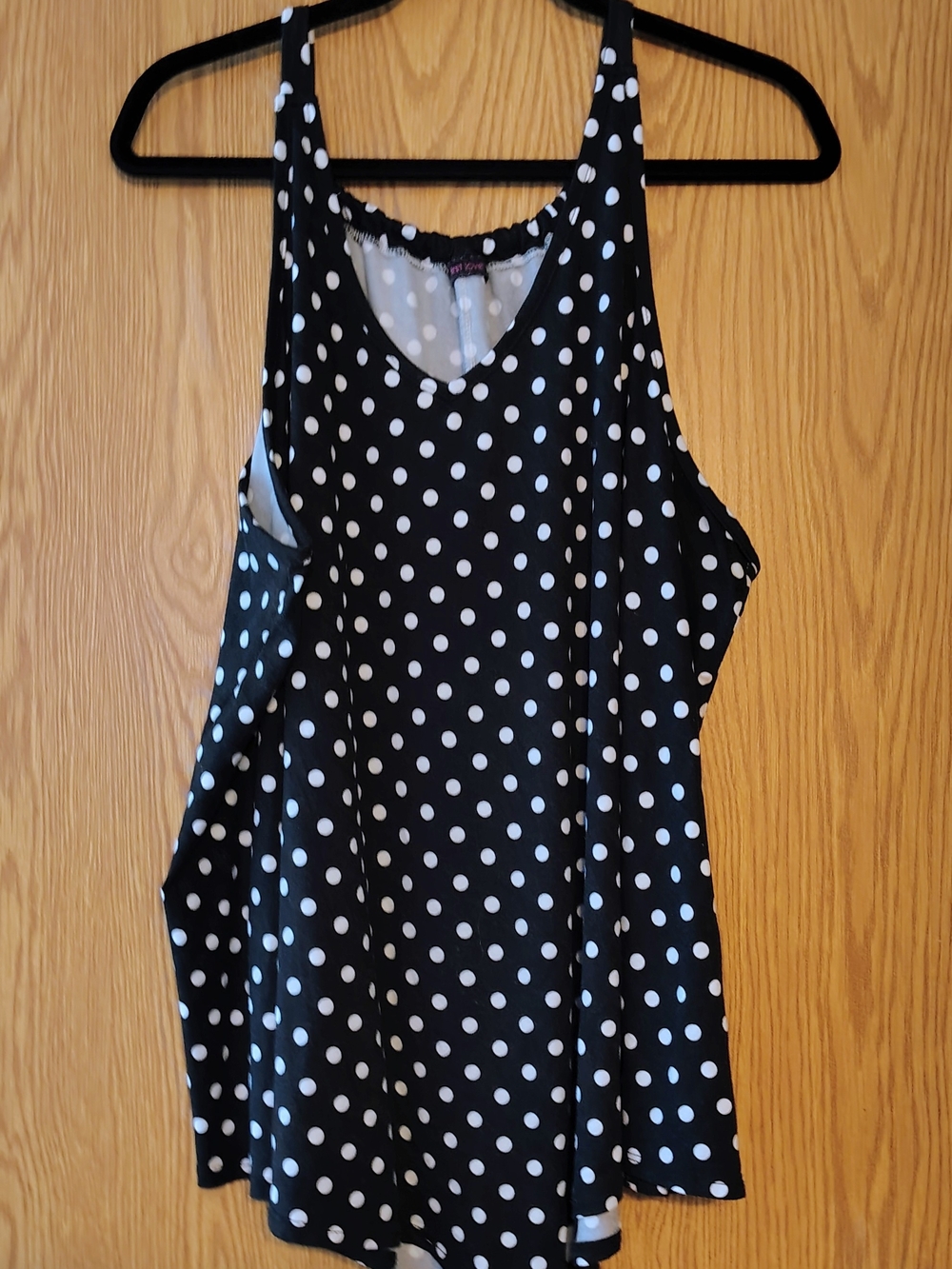 First Love Black Polka Dot Retro Feminine Tank Top 24/26W Plus Size